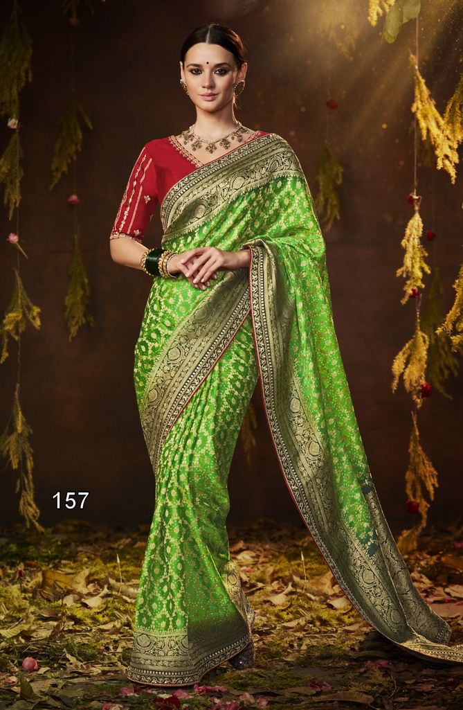 Bandhej Sindhuri By Kimora Heavy Wedding Bridal Saree Catalog